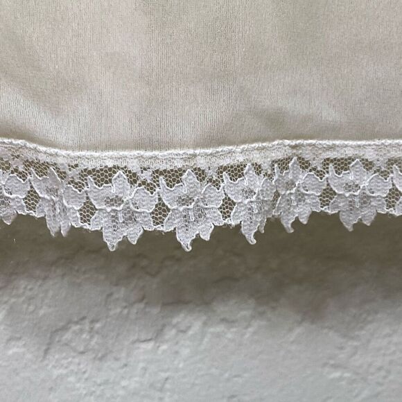 Vintage Vassarette Cream Ivory Lace Trim Slitted Back Hem Maxi Slip Dress Sz S - Picture 5 of 8